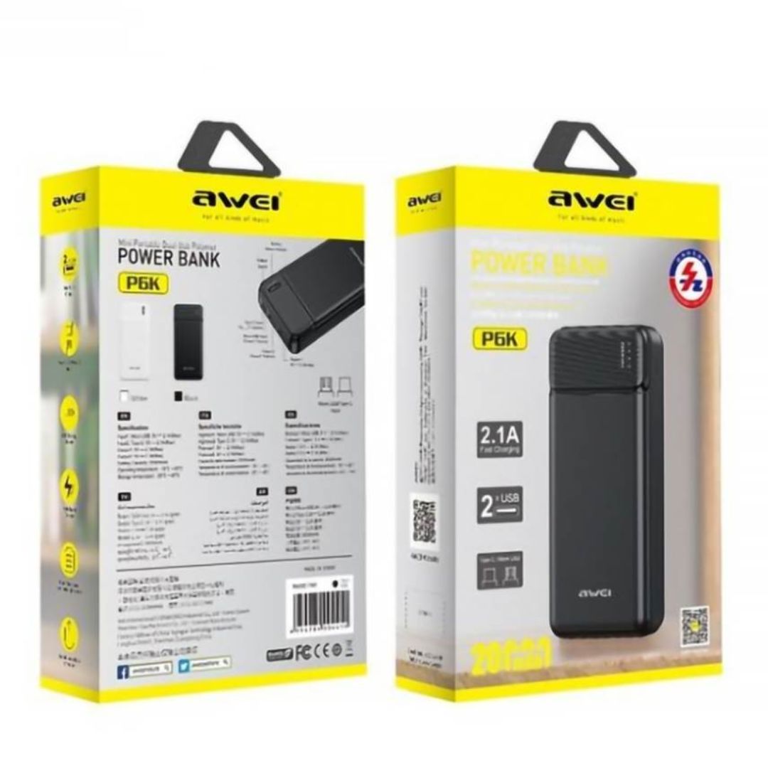 AWEI P6K 20000mAh Power Bank Black