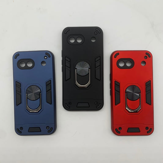 Google Pixel 8A Hard PC Case with Metal ring holder Shockproof Slim back Cover