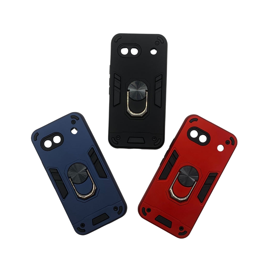 Google Pixel 8A Hard PC Case with Metal ring holder Shockproof Slim back Cover