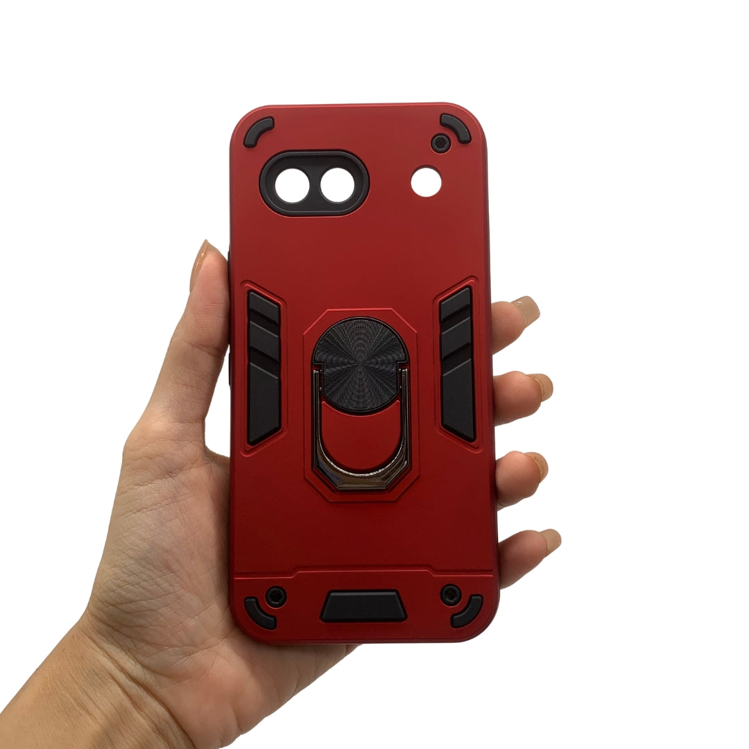 Google Pixel 8A Hard PC Case with Metal ring holder Shockproof Slim back Cover