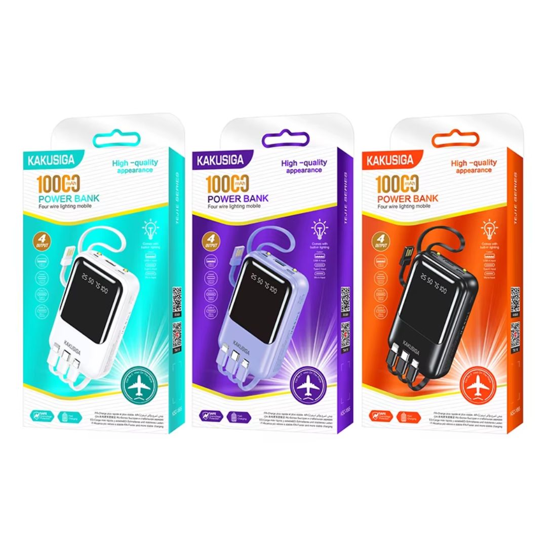 KAKUSIGA KSC-1095 4-in-1 Cable 10000mAh Power Bank Black