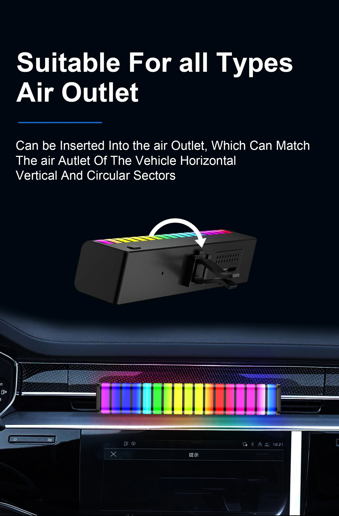 17 RGB Visible Music Car LED Sound Light Bar 3D Rhythm Pickup Ambient Atmosphere Lamp with Air Freshener Car Interior Decorative Lights Sri Lanka