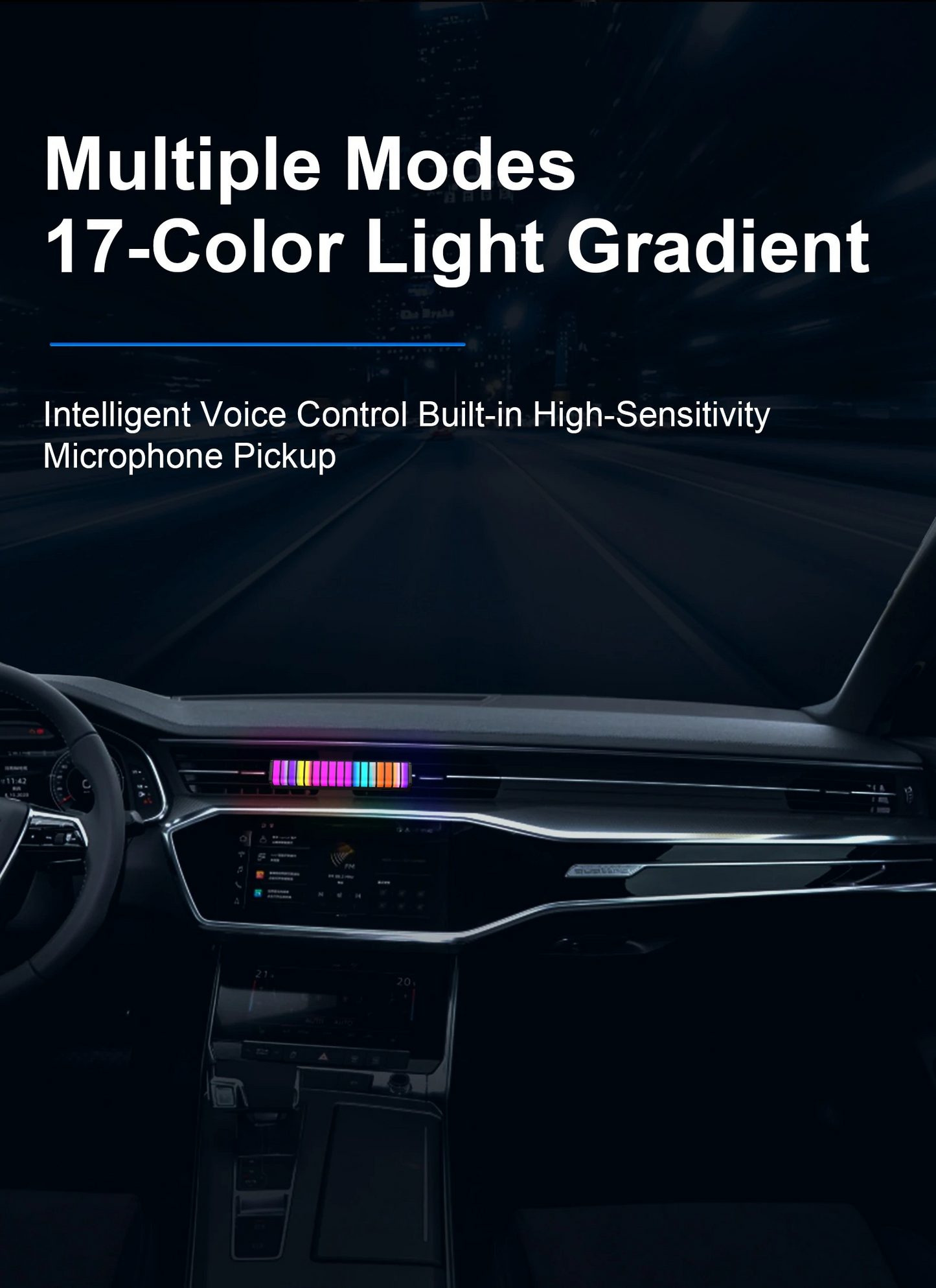 17 RGB Visible Music Car LED Sound Light Bar 3D Rhythm Pickup Ambient Atmosphere Lamp with Air Freshener Car Interior Decorative Lights Sri Lanka
