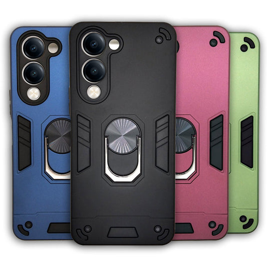 Vivo Y04 Hard PC Case with ring holder Shockproof Slim back Cover