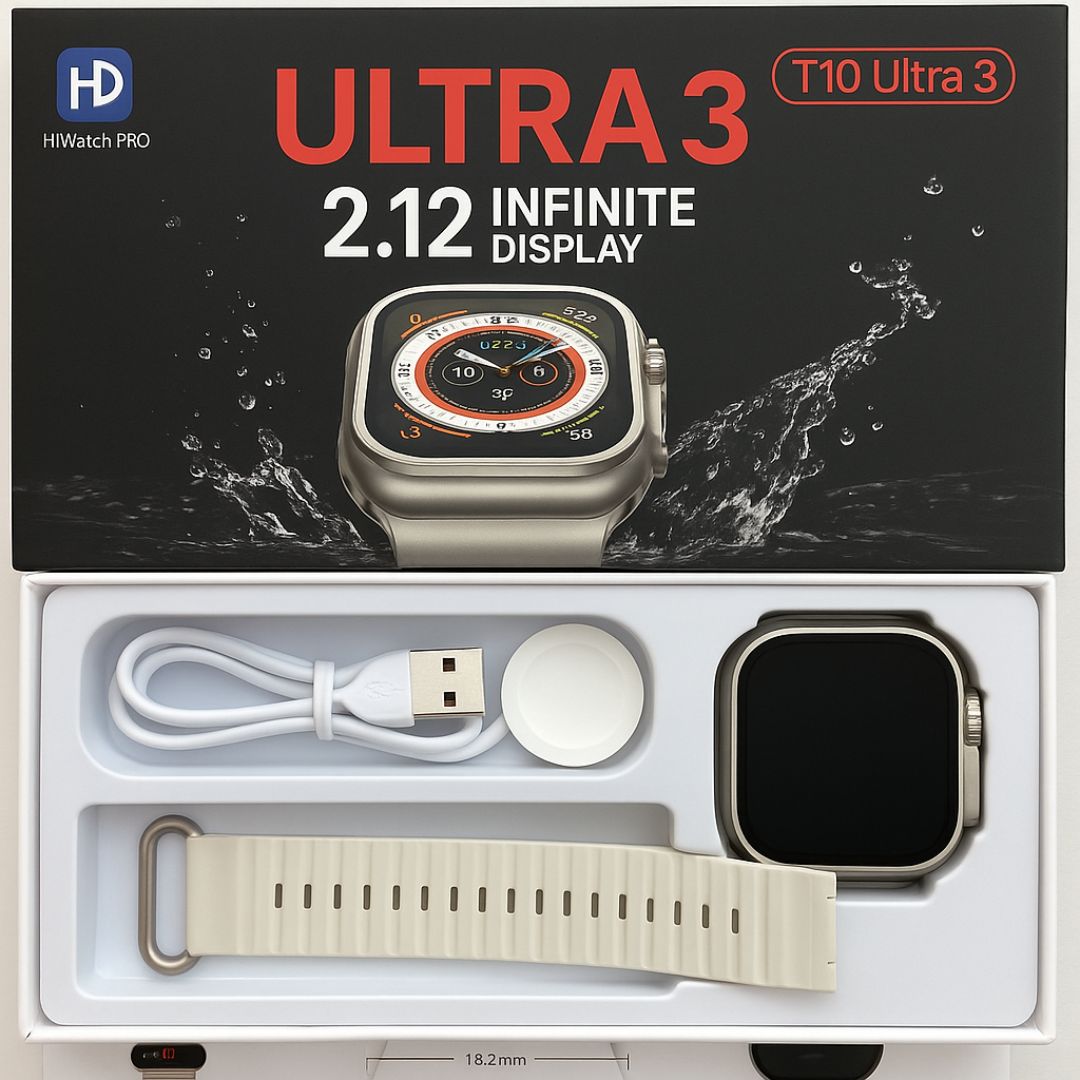T10 Ultra 3 Smart Watch Bluetooth Calling Fitness Tracker Heart Rate SpO2 Monitor IP67 Waterproof Compatible with Android iOS