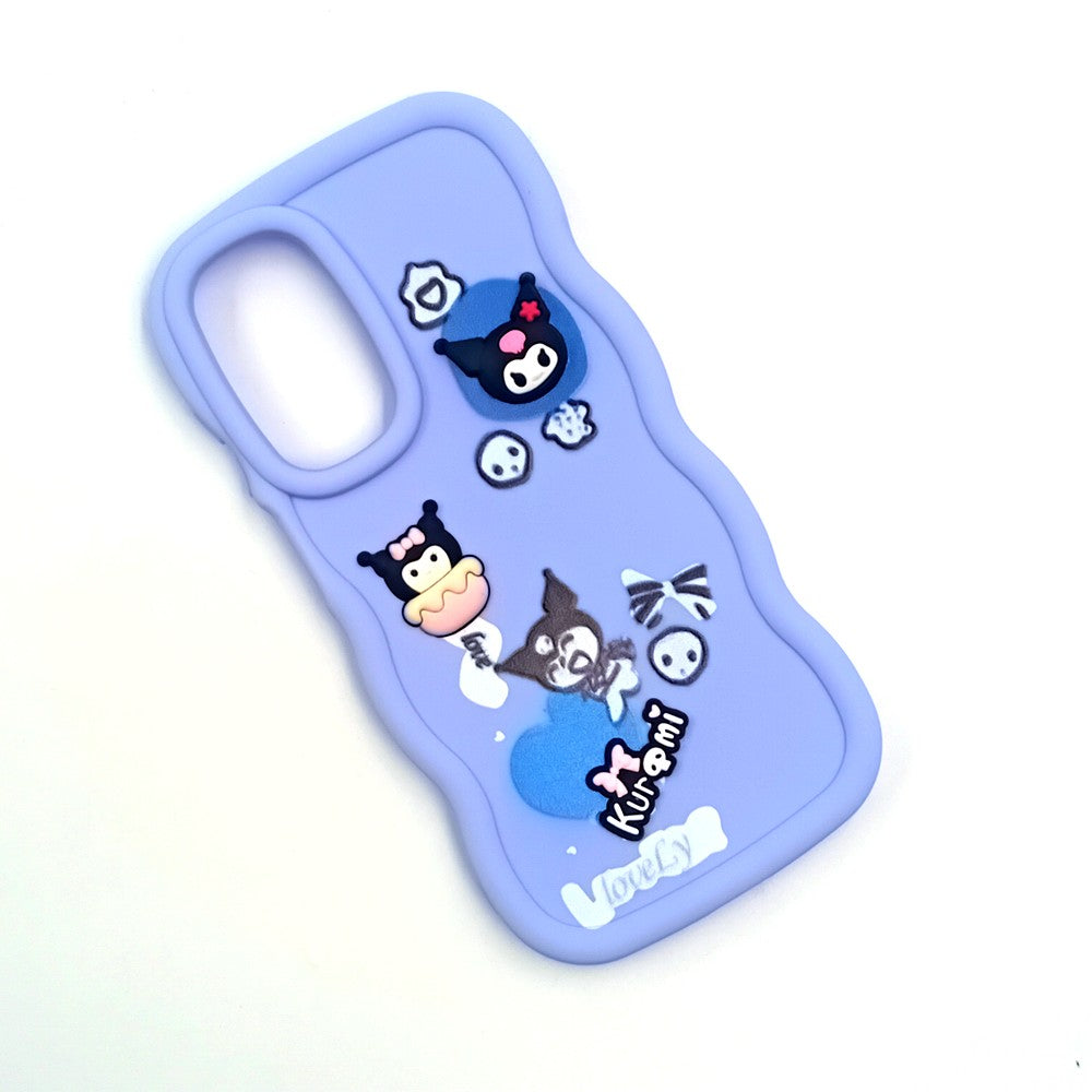 Samsung A26 Cute Cartoon 3D Silicone Phone Case for Girls Soft Wavy Edge Back Cover with Bear Flower & Fun Charms Shockproof Protective Case