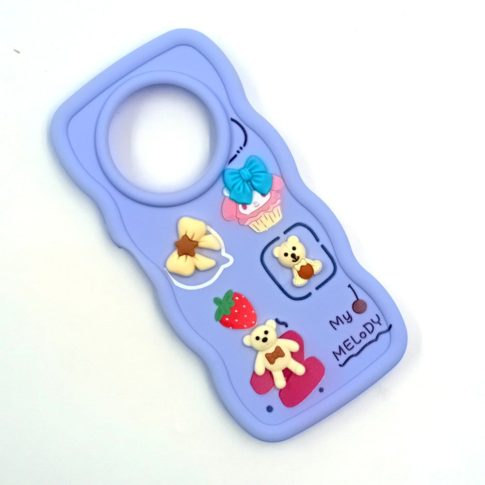 Redmi A3x Cute Cartoon 3D Silicone Phone Case for Girls Soft Wavy Edge Back Cover with Bear Flower & Fun Charms Shockproof Protective Case