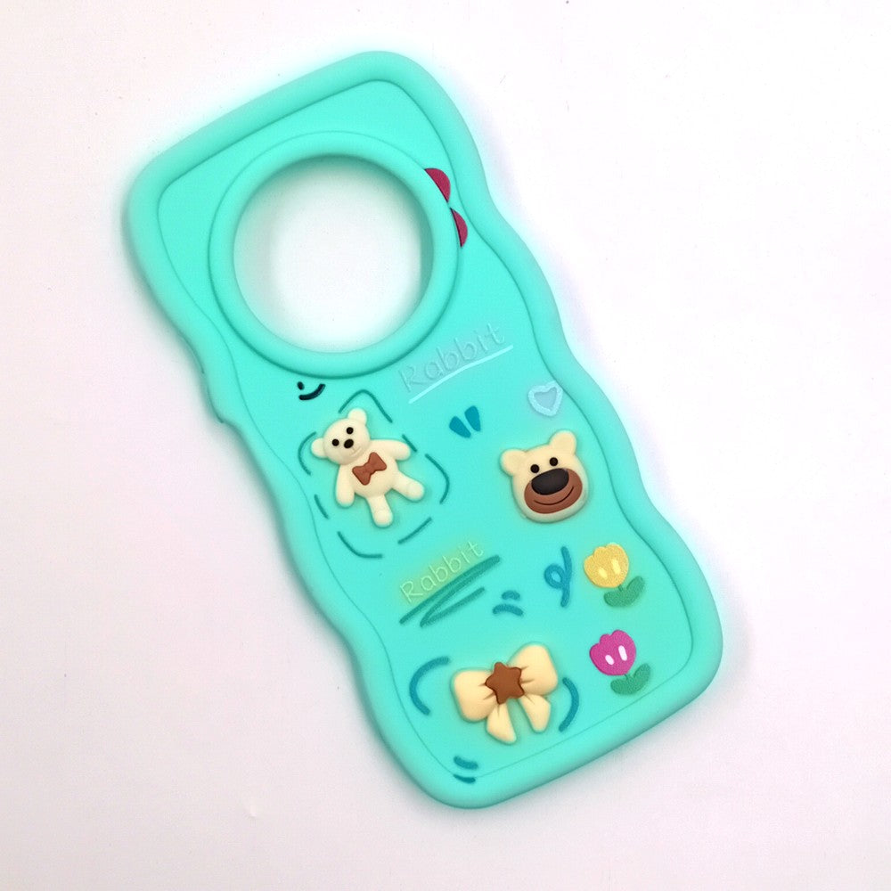 Redmi A4 Cute Cartoon 3D Silicone Phone Case for Girls Soft Wavy Edge Back Cover with Bear Flower & Fun Charms Shockproof Protective Case