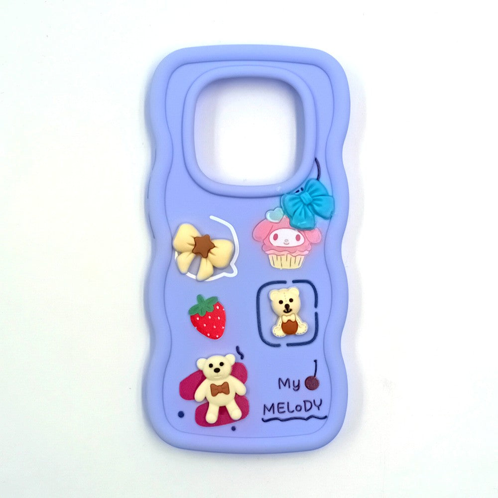 Redmi Note 14 Pro Plus Cute Cartoon 3D Silicone Phone Case for Girls Soft Wavy Edge Back Cover with Bear Flower & Fun Charms Shockproof Protective Case