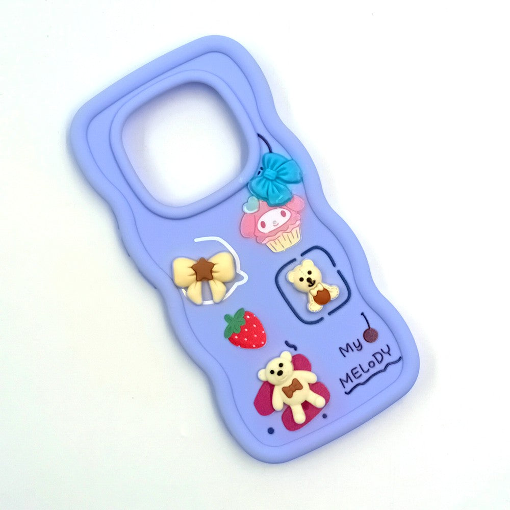 Redmi Note 14 Pro Plus Cute Cartoon 3D Silicone Phone Case for Girls Soft Wavy Edge Back Cover with Bear Flower & Fun Charms Shockproof Protective Case