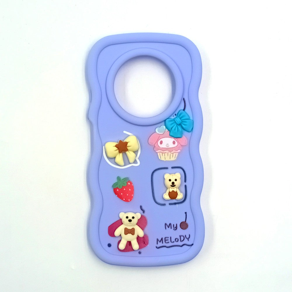 Tecno Spark 30C 4G Cute Cartoon 3D Silicone Phone Case for Girls Soft Wavy Edge Back Cover with Bear Flower & Fun Charms Shockproof Protective Case