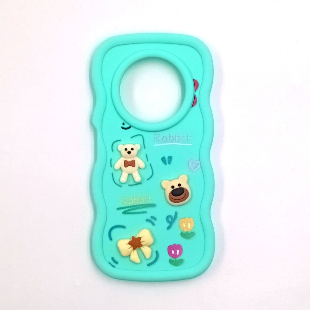 Tecno Spark 30C 4G Cute Cartoon 3D Silicone Phone Case for Girls Soft Wavy Edge Back Cover with Bear Flower & Fun Charms Shockproof Protective Case