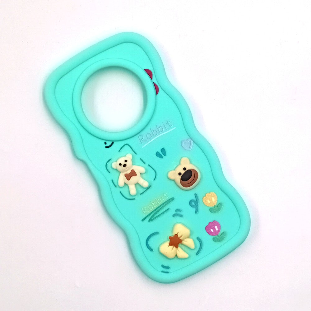 Tecno Spark 30C 4G Cute Cartoon 3D Silicone Phone Case for Girls Soft Wavy Edge Back Cover with Bear Flower & Fun Charms Shockproof Protective Case