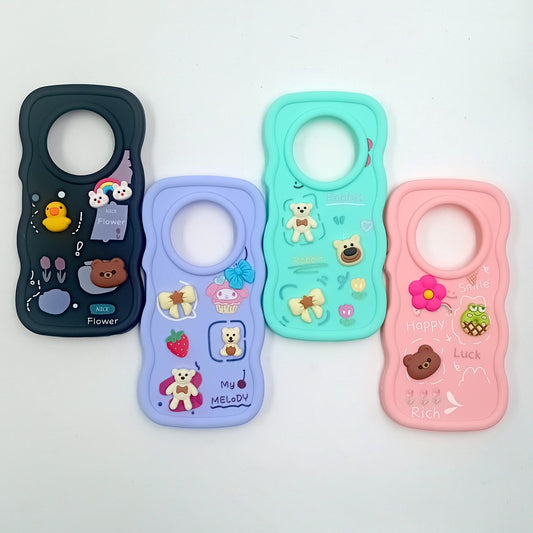 Tecno Spark 30C 4G Cute Cartoon 3D Silicone Phone Case for Girls Soft Wavy Edge Back Cover with Bear Flower & Fun Charms Shockproof Protective Case