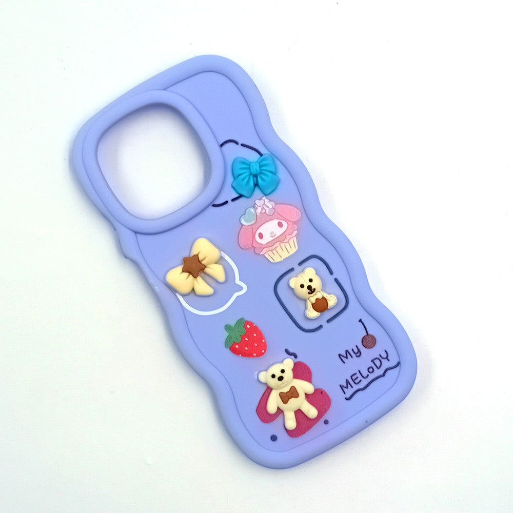 Tecno Spark Go 2025 Cute Cartoon 3D Silicone Phone Case for Girls Soft Wavy Edge Back Cover with Bear Flower & Fun Charms Shockproof Protective Case