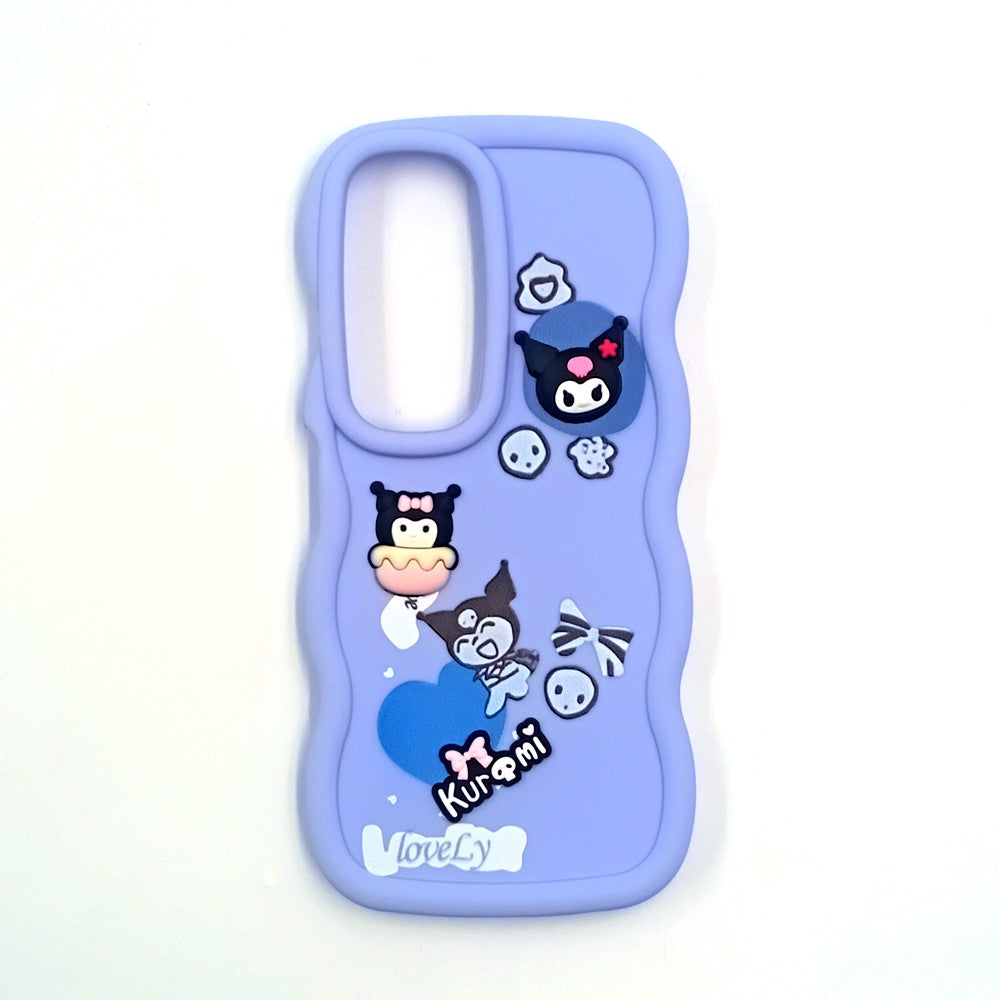 Vivo Y19s Cute Cartoon 3D Silicone Phone Case for Girls Soft Wavy Edge Back Cover with Bear Flower & Fun Charms Shockproof Protective Case