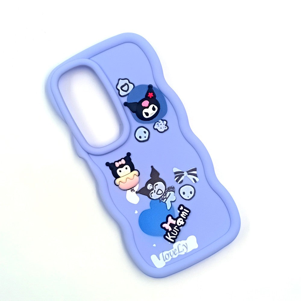 Vivo Y19s Cute Cartoon 3D Silicone Phone Case for Girls Soft Wavy Edge Back Cover with Bear Flower & Fun Charms Shockproof Protective Case