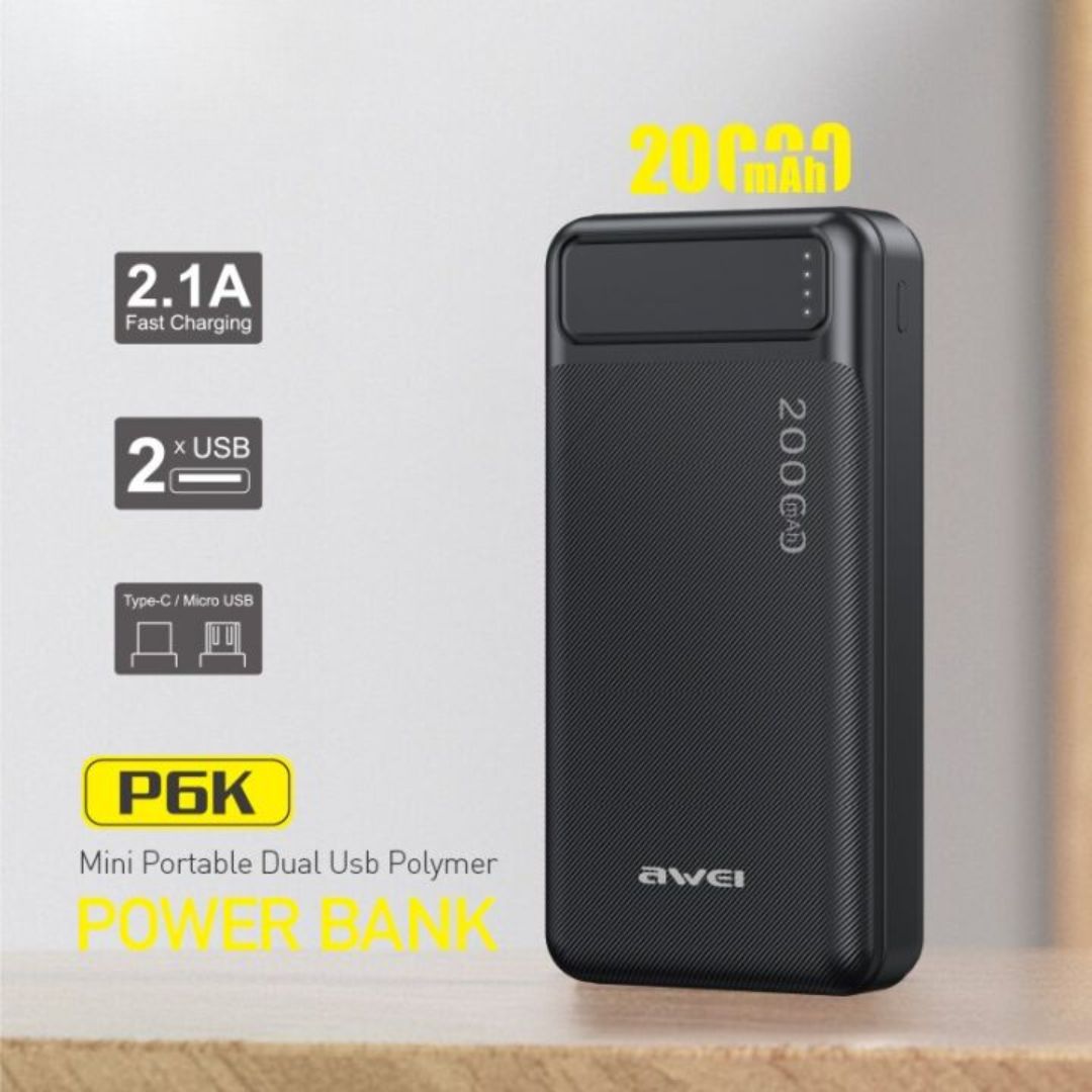 AWEI P6K 20000mAh Power Bank Black
