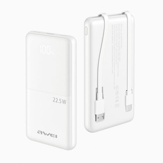 AWEI P76K 10000mAh Power Bank with 3 Cables White