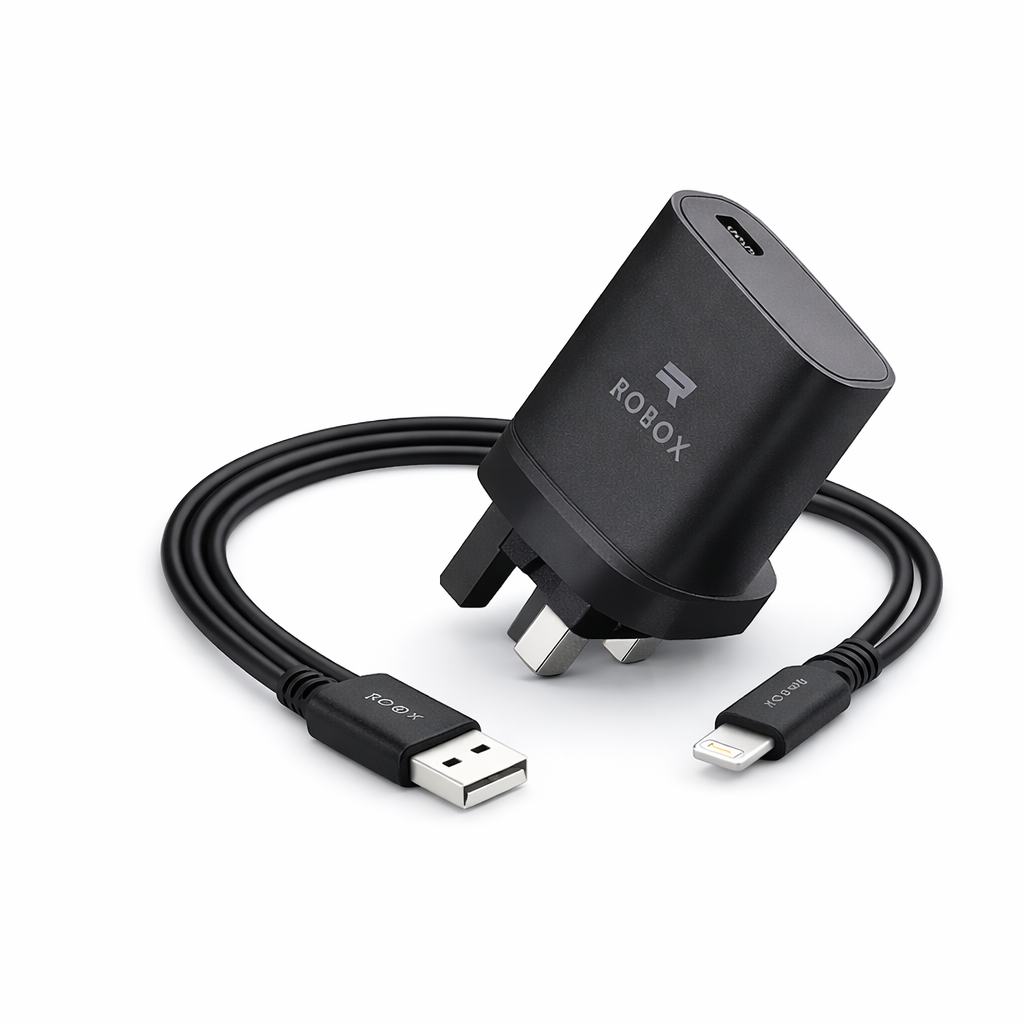 Robox RC-72 Super Fast QC Lightning Charger with Dock 18W Auto-ID Smart Charging Adapter (UK 3-Pin)