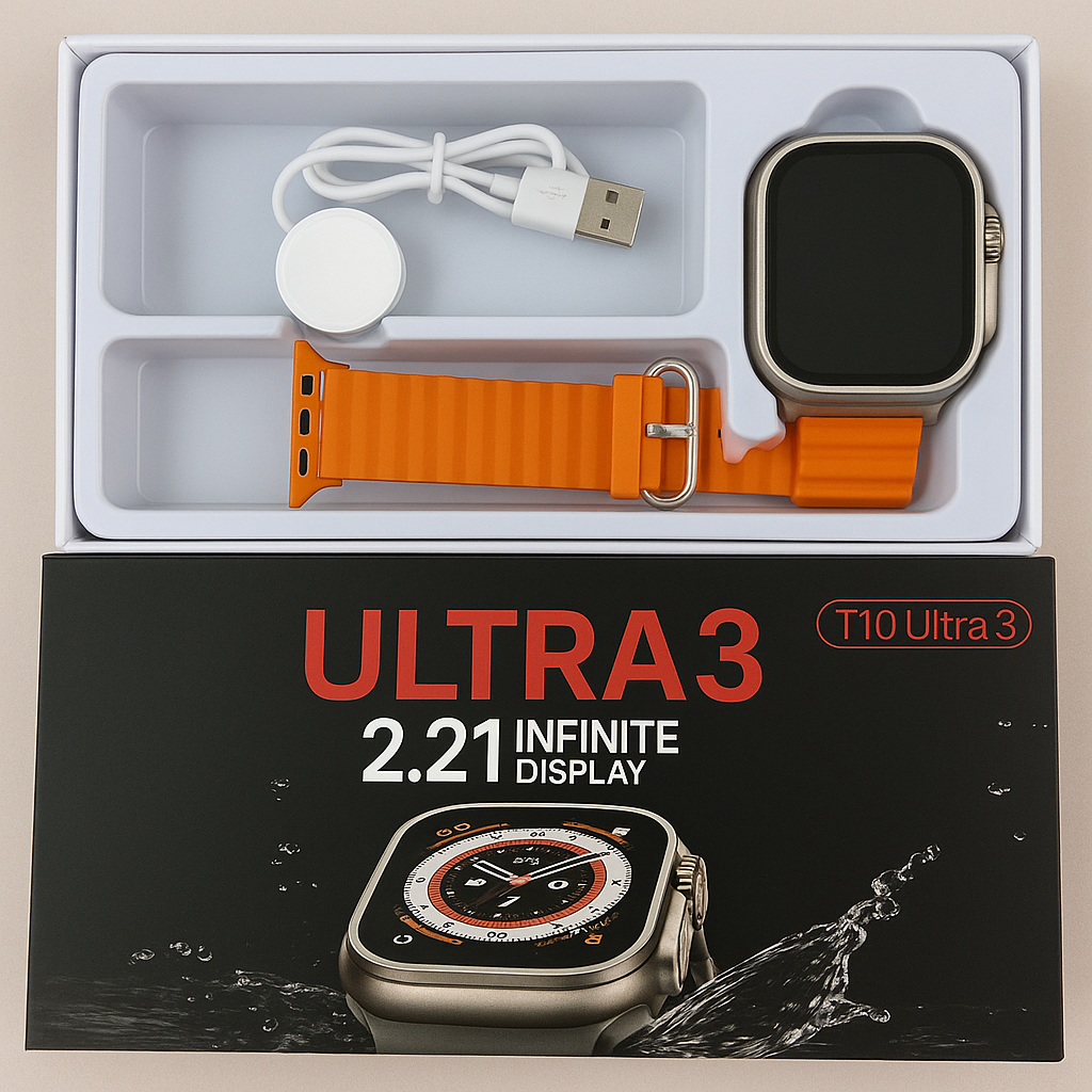 T10 Ultra 3 Smart Watch Bluetooth Calling Fitness Tracker Heart Rate SpO2 Monitor IP67 Waterproof Compatible with Android iOS