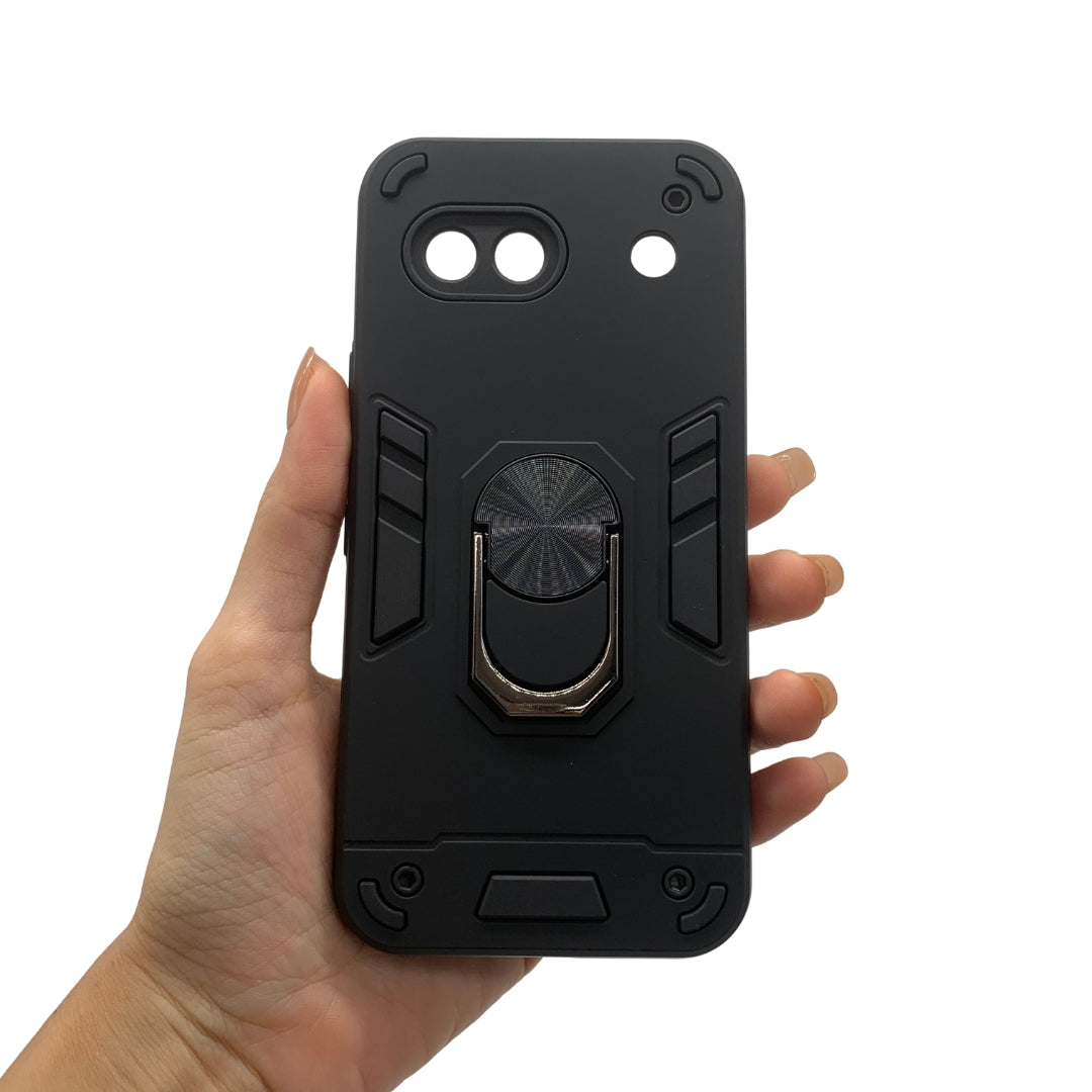 Google Pixel 8A Hard PC Case with Metal ring holder Shockproof Slim back Cover