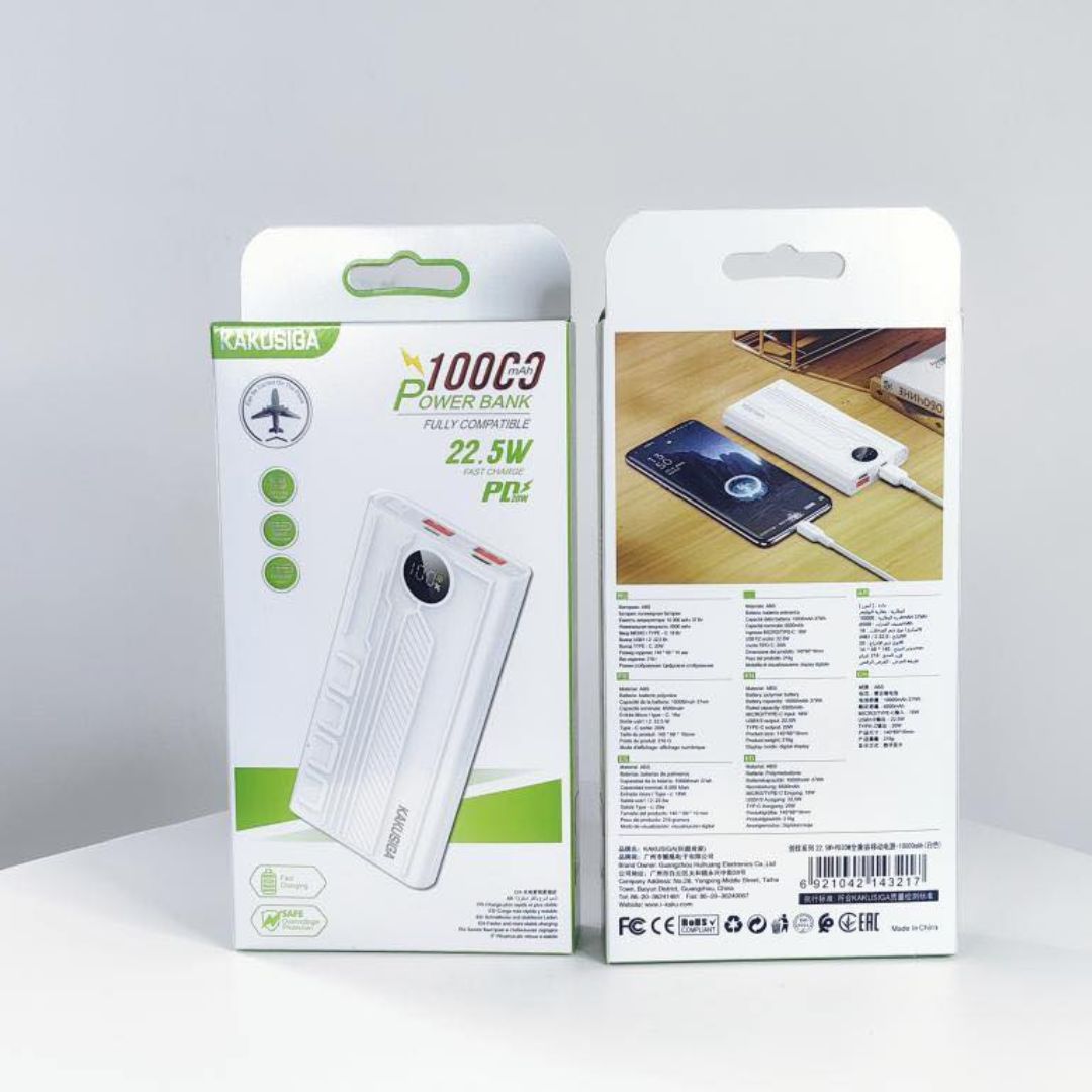 KAKUSIGA KSC-1094 22.5W 10000mAh Power Bank White