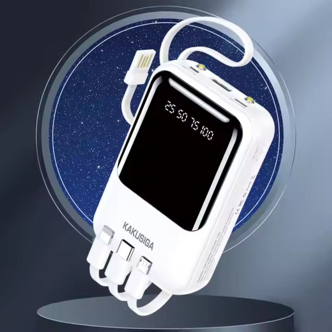 KAKUSIGA KSC-1095 4-in-1 Cable 10000mAh Power Bank White