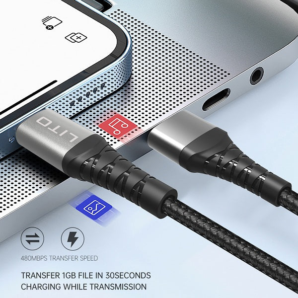 Lito LD08V Braided Wire Type C to Micro Fast Charging Cable