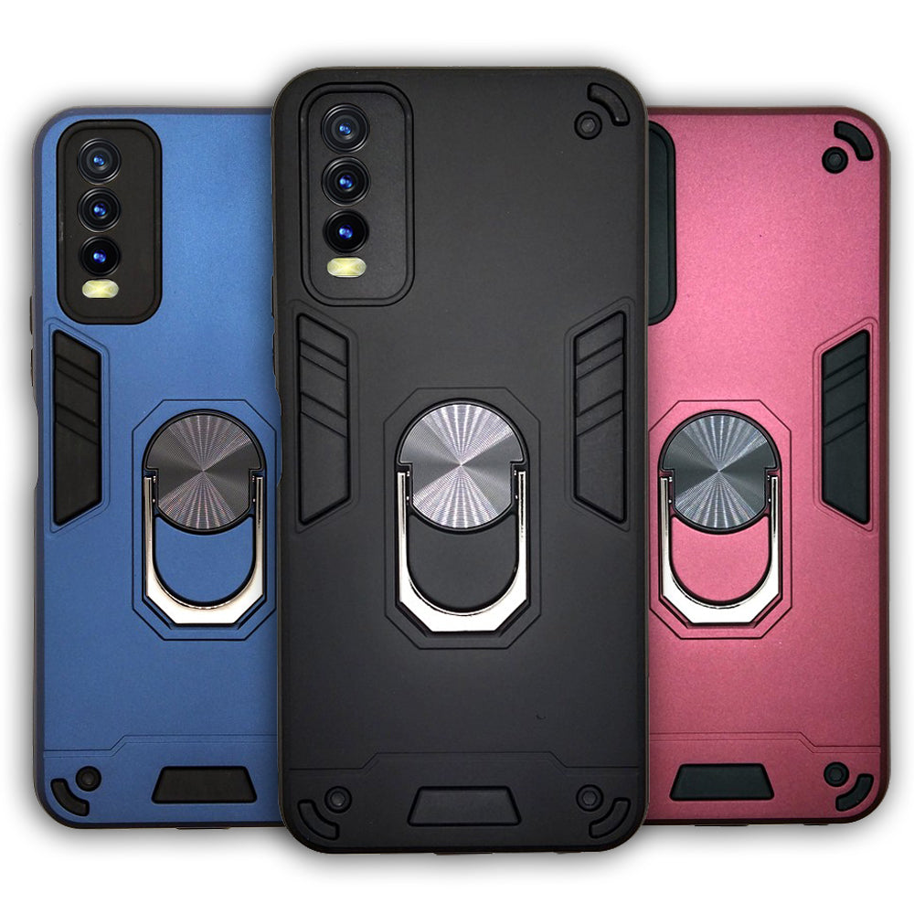 Vivo Y20s Hard PC Case with ring holder Shockproof Slim back Cover