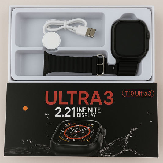 3in1 Bundle offer pack of P9 wireless headphone + T10 Ultra 3 smart watch + A5 Pro Airpod