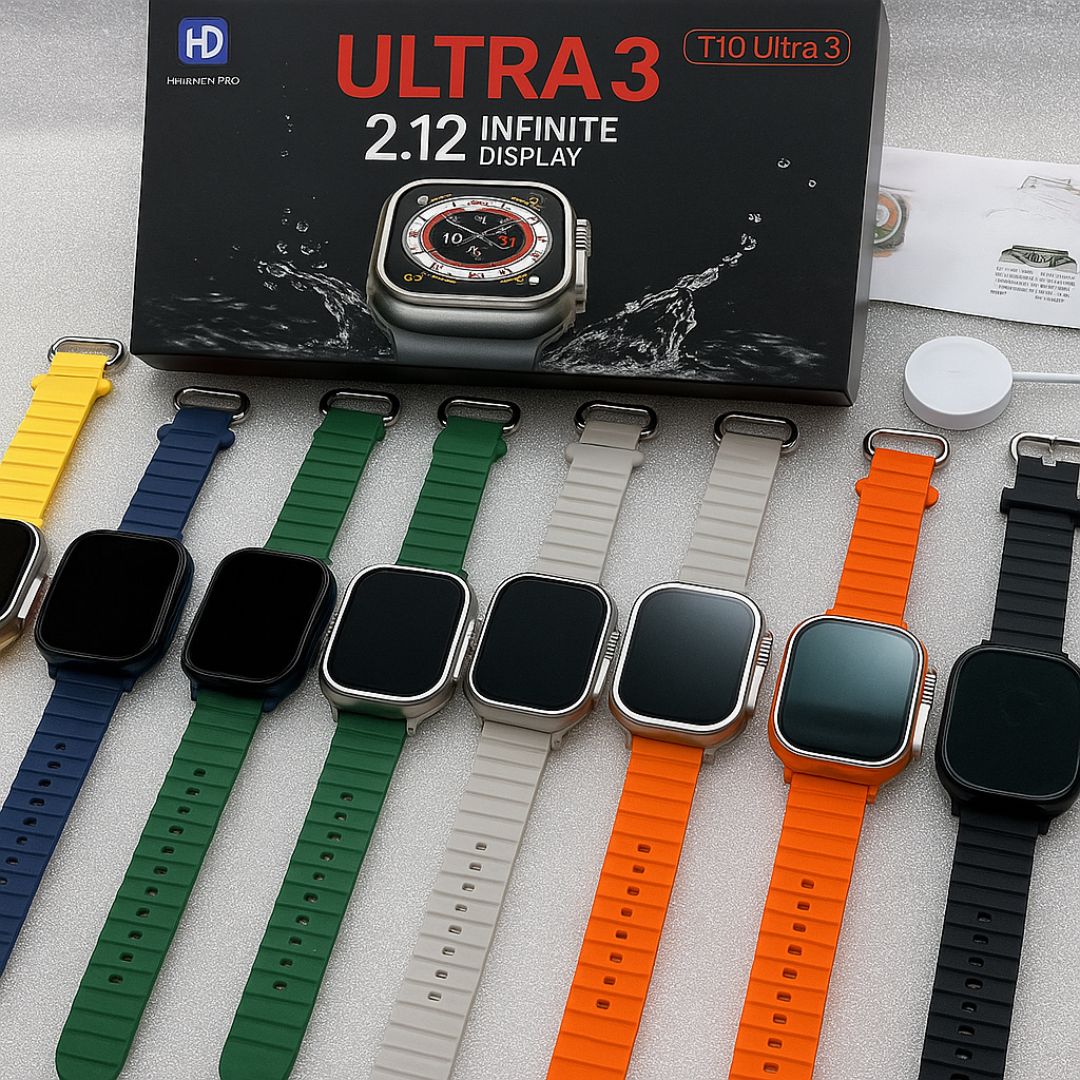 3in1 Bundle offer pack of P9 wireless headphone + T10 Ultra 3 smart watch + A5 Pro Airpod