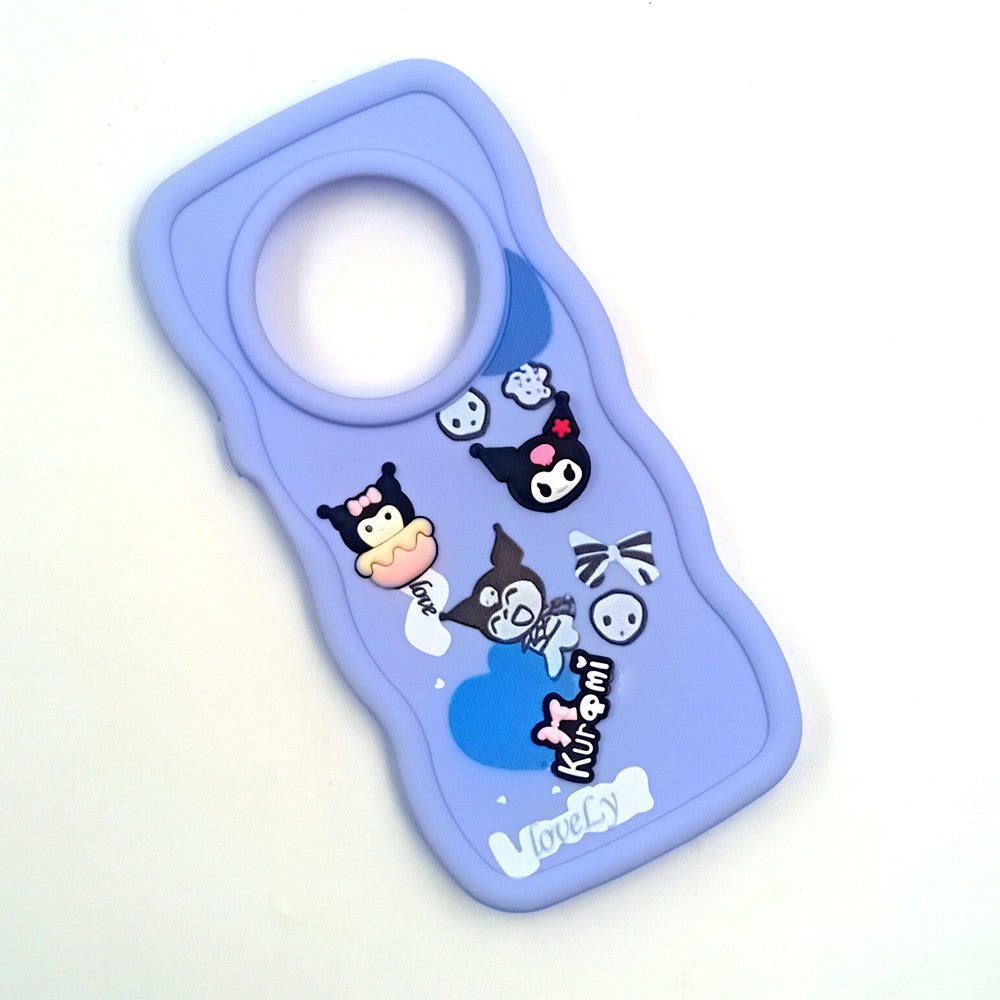 Redmi A4 Cute Cartoon 3D Silicone Phone Case for Girls Soft Wavy Edge Back Cover with Bear Flower & Fun Charms Shockproof Protective Case