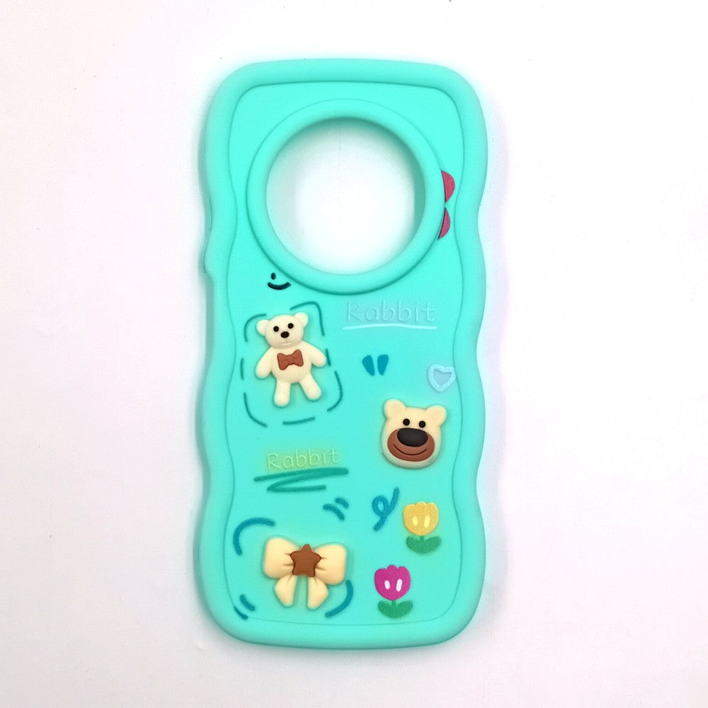 Redmi A4 Cute Cartoon 3D Silicone Phone Case for Girls Soft Wavy Edge Back Cover with Bear Flower & Fun Charms Shockproof Protective Case