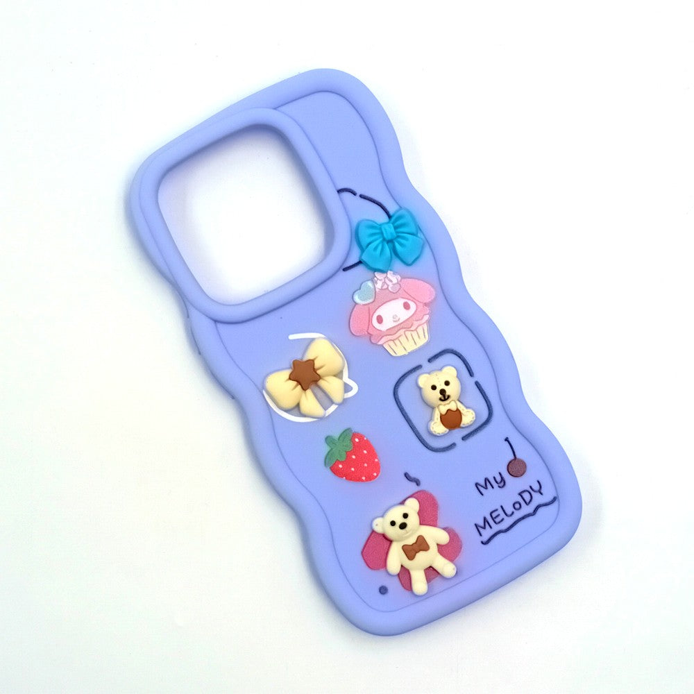 Redmi Note 14 4G Cute Cartoon 3D Silicone Phone Case for Girls Soft Wavy Edge Back Cover with Bear Flower & Fun Charms Shockproof Protective Case