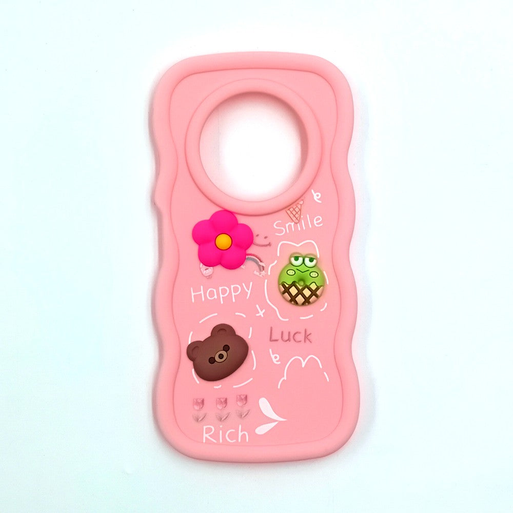Tecno Spark 30C 4G Cute Cartoon 3D Silicone Phone Case for Girls Soft Wavy Edge Back Cover with Bear Flower & Fun Charms Shockproof Protective Case