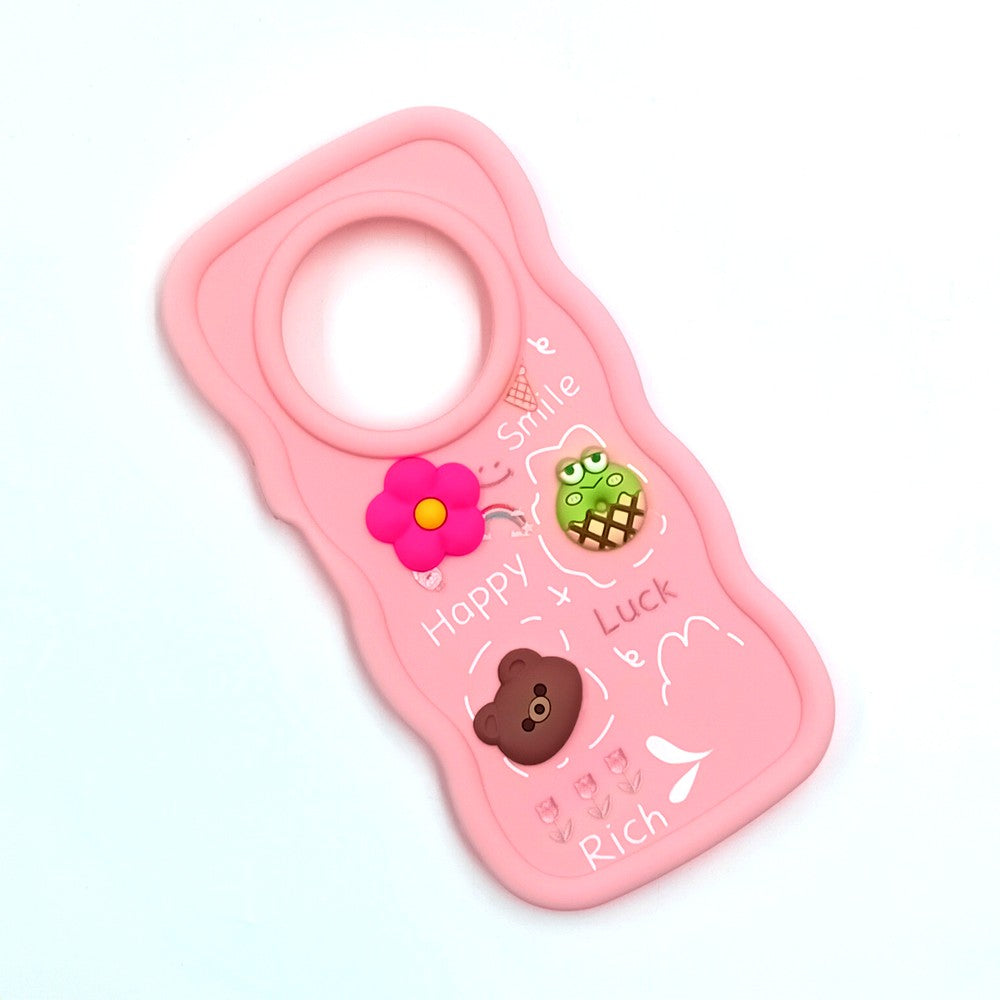 Tecno Spark 30C 4G Cute Cartoon 3D Silicone Phone Case for Girls Soft Wavy Edge Back Cover with Bear Flower & Fun Charms Shockproof Protective Case